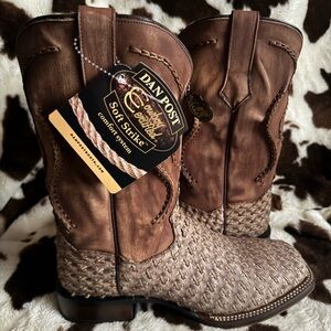Dan Post 2-Tone Tan Leather Cowboy Boots 8